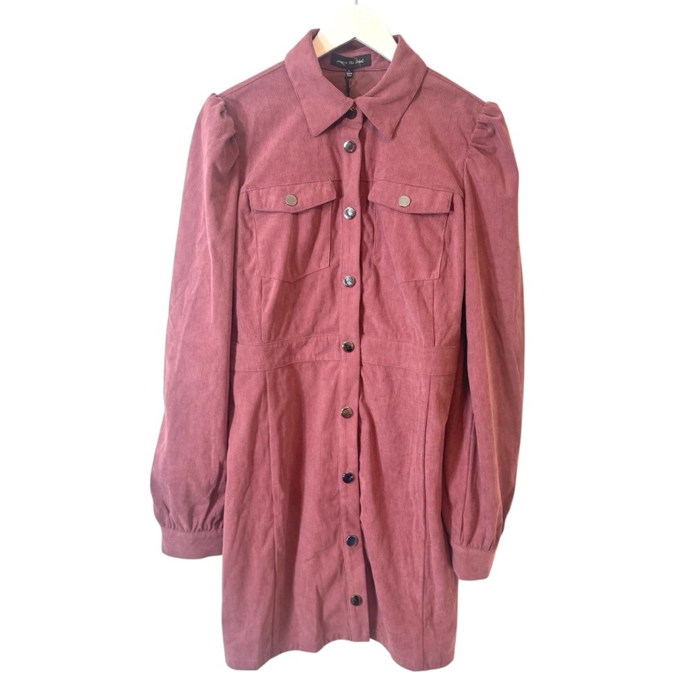 NEW Jacquie The Label Large Dress Dusty Rose Corduroy Button Down